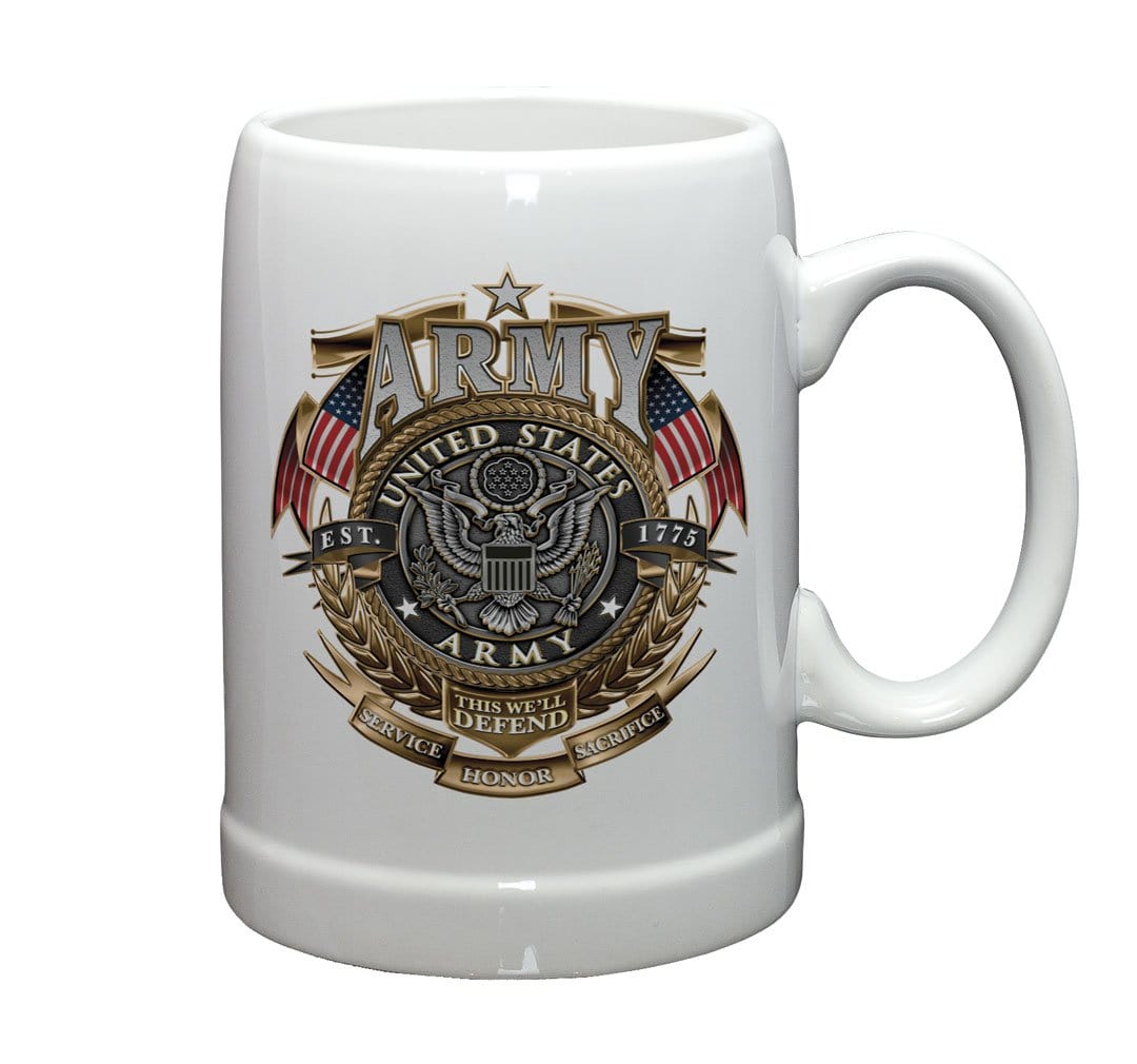 US Army Gold Shield Stoneware White Coffee Mug Gift Set - Shop Erazor Bits