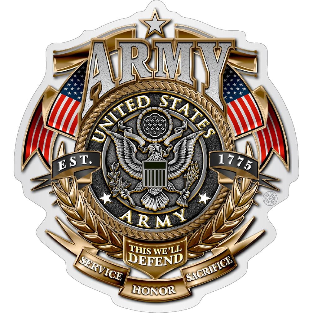 ARMY GOLD SHIELD Badge of honor Premium Reflective Decal