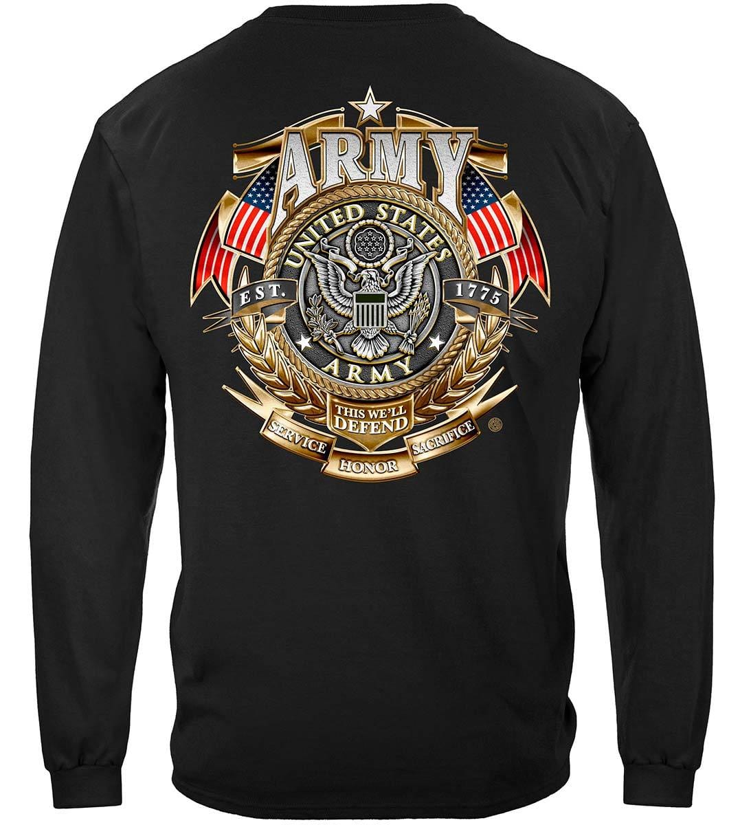 Army Gold Shield Badge Of Honor Premium Long Sleeves