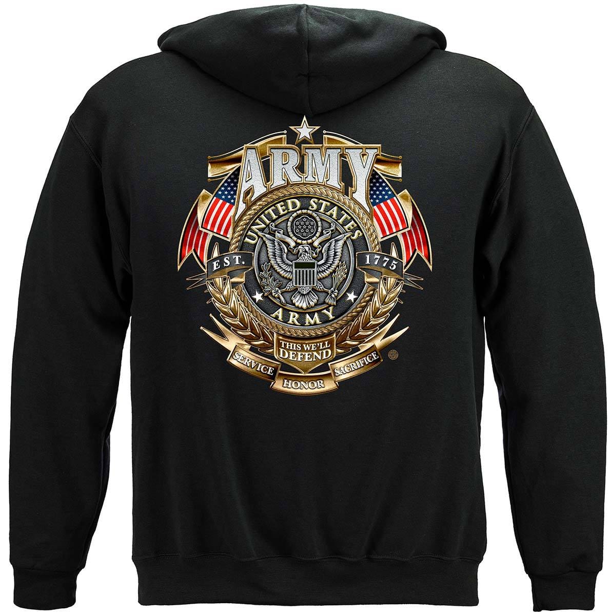 Army Gold Shield Badge Of Honor Premium Hooded Sweat Shirt