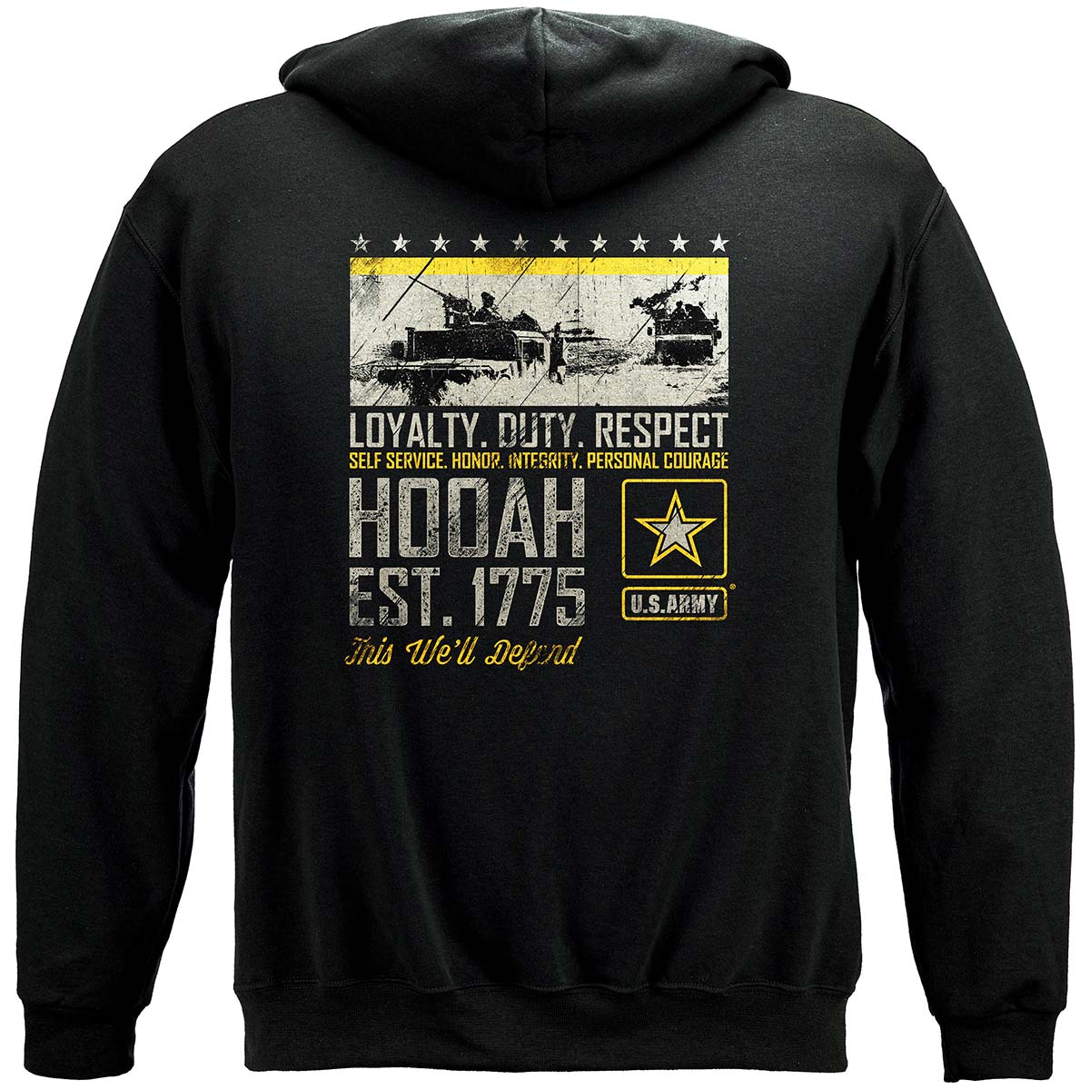 Army Duty Hooah Premium Hooded Sweat Shirt