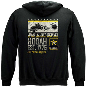 More Picture, Army Duty Hooah Premium Hooded Sweat Shirt