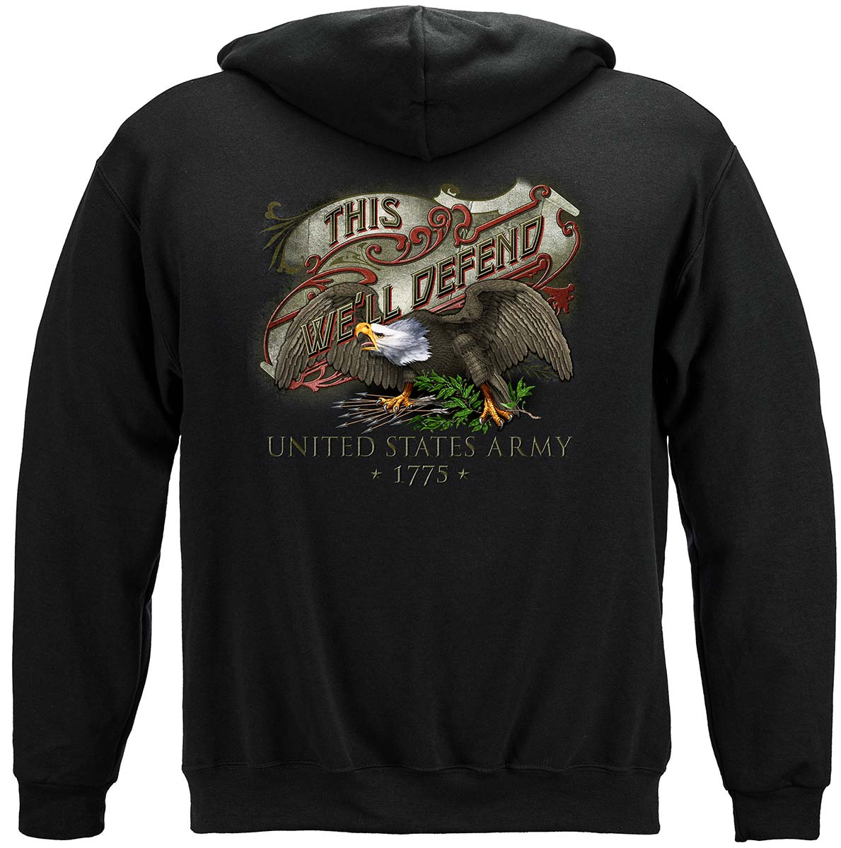 Army Eagle Antique This We'll Defend Premium Hooded Sweat Shirt
