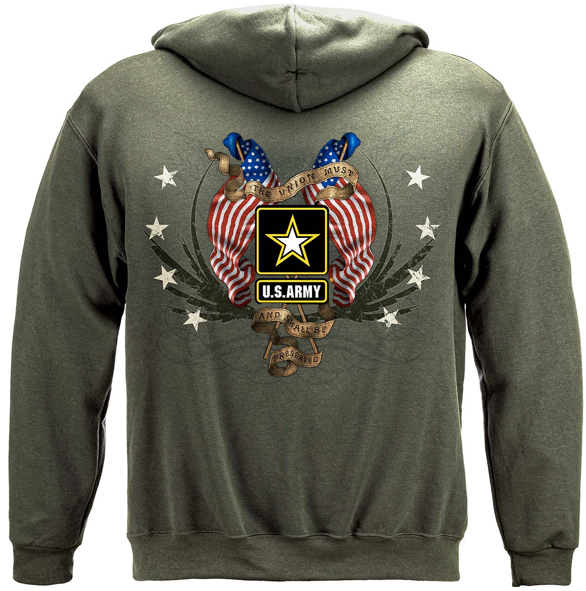 Army Star Double Four Star Double Flag Premium Hooded Sweat Shirt