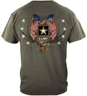More Picture, Army Star Double Four Star Double Flag Premium T-Shirt