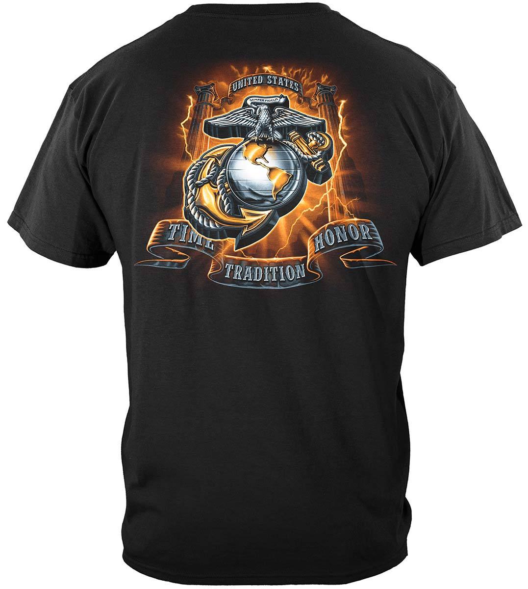 USMC Gold Lightning Time Honor Tradition Eagle Premium T-Shirt
