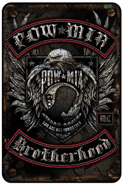 POW MIA Brotherhood US Military Aluminium Sign Decor
