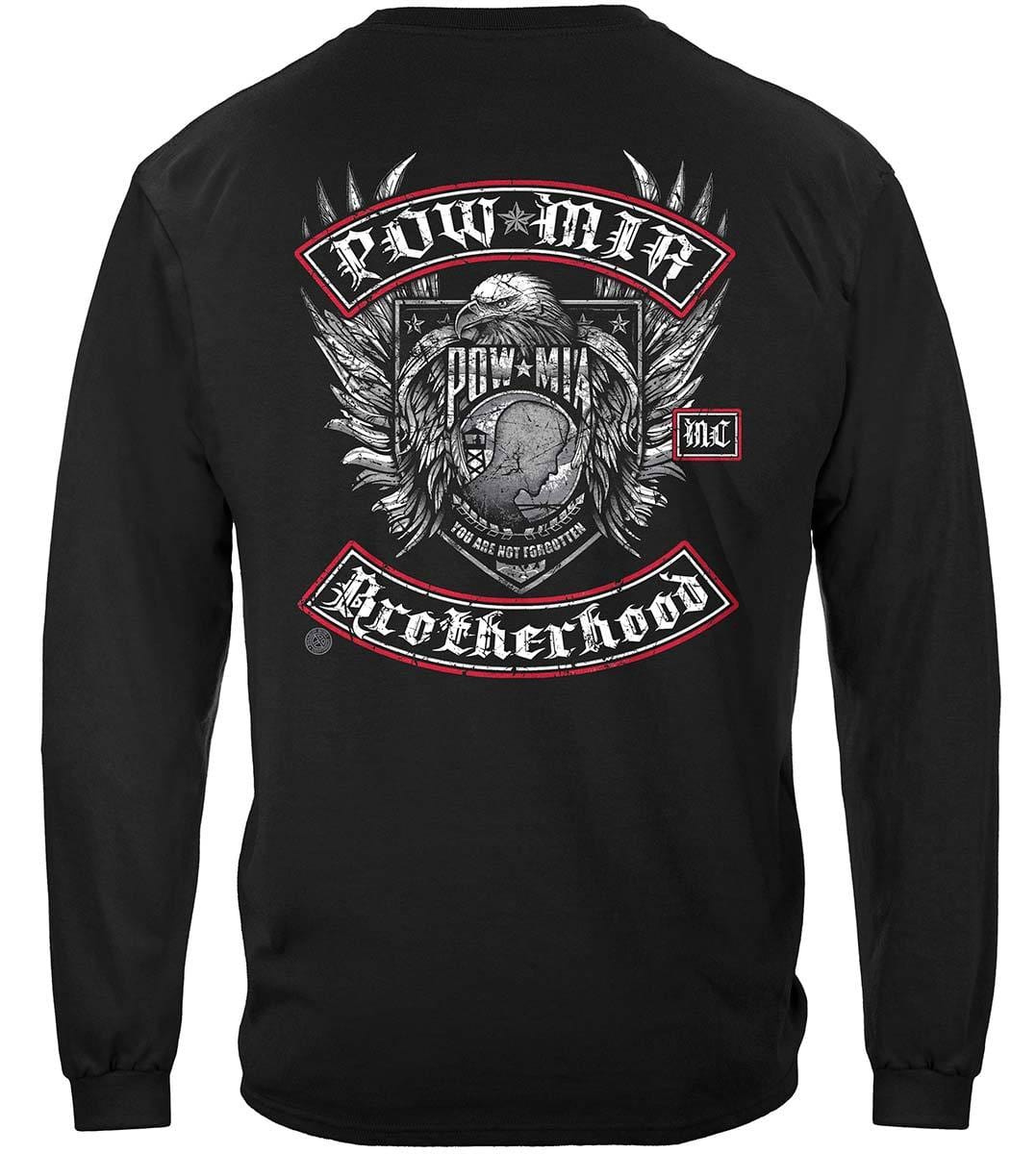 Pow Mia Biker With Rockers Silver Foil Premium T-Shirt