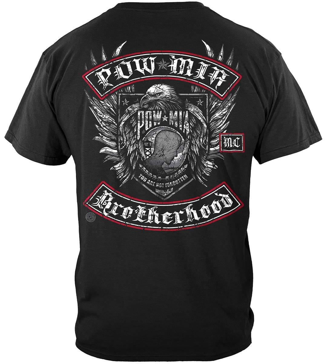 Pow Mia Biker With Rockers Silver Foil Premium T-Shirt