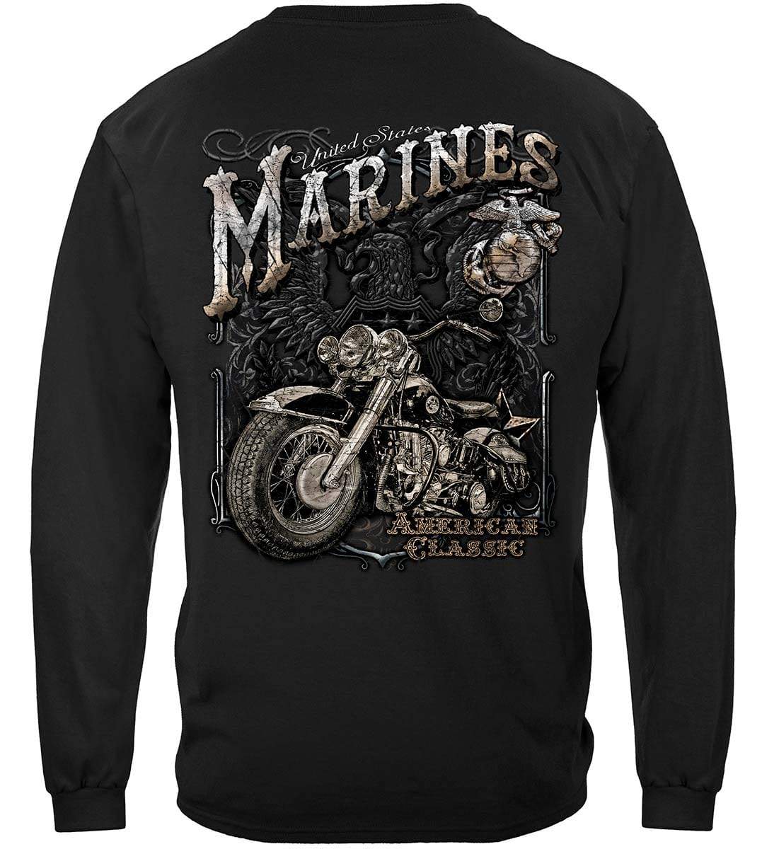 USMC Marine Freedom Rider American Classic Silver Foil Premium T-Shirt