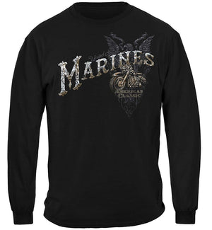 More Picture, USMC Marine Freedom Rider American Classic Silver Foil Premium Hooded Sweat Shirt