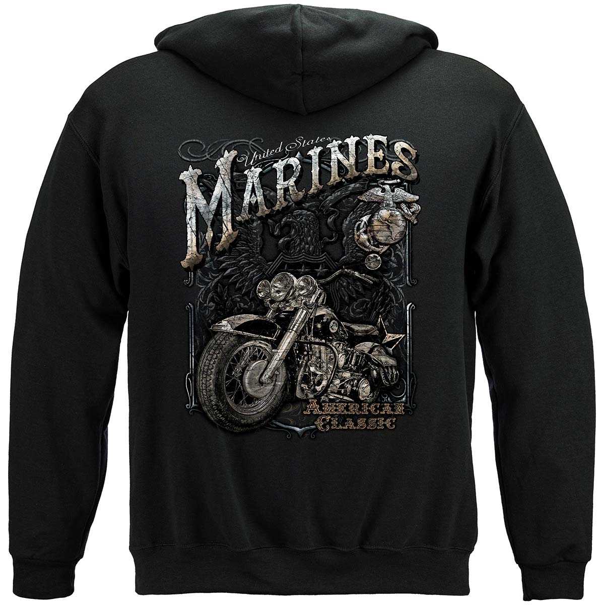 USMC Marine Freedom Rider American Classic Silver Foil Premium T-Shirt