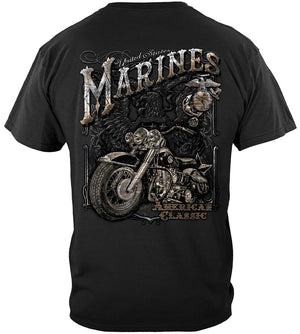 More Picture, USMC Marine Freedom Rider American Classic Silver Foil Premium Hooded Sweat Shirt