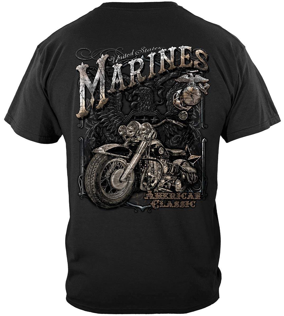 USMC Marine Freedom Rider American Classic Silver Foil Premium T-Shirt