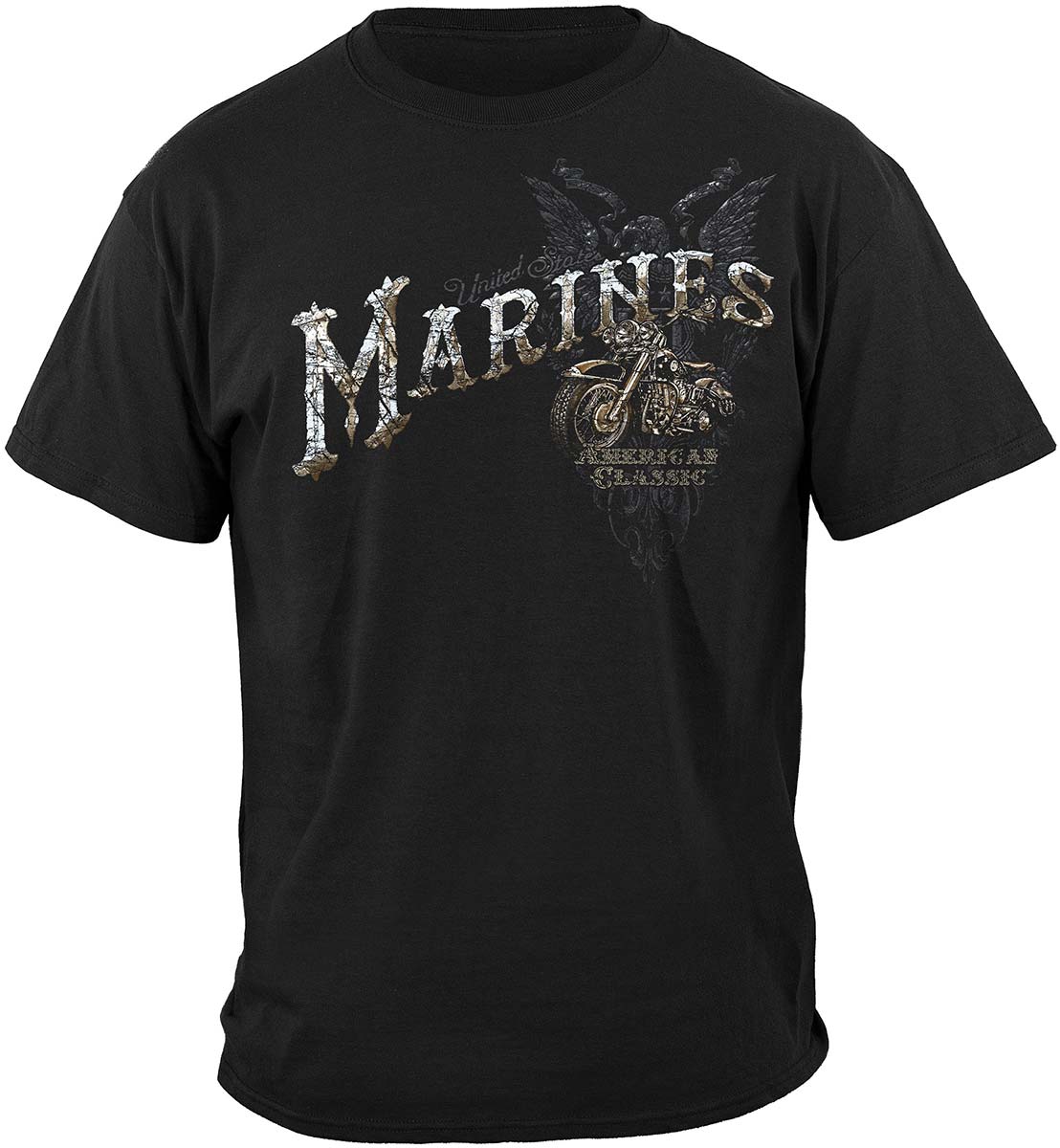 USMC Marine Freedom Rider American Classic Silver Foil Premium T-Shirt