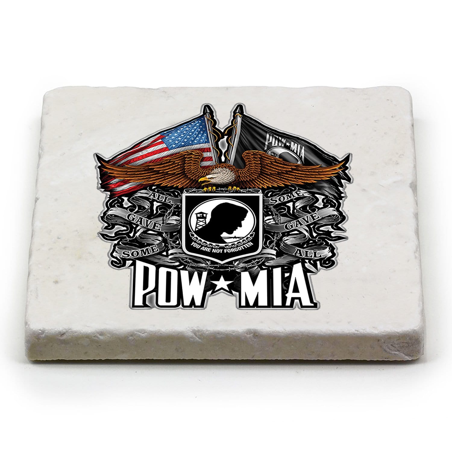 Double Flag Eagle POW Coaster Ivory