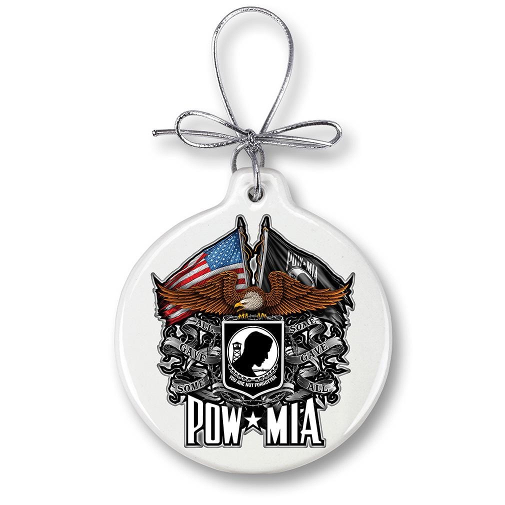 POW Double Flag Eagle Christmas Tree Ornaments