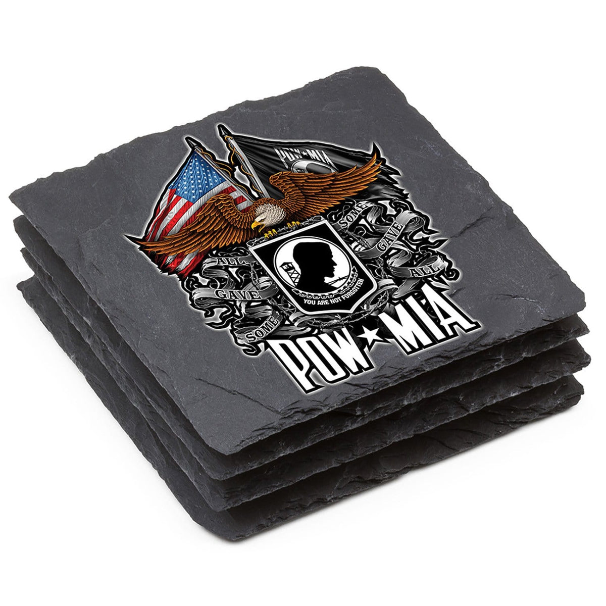 Double Flag Eagle POW Coaster Black