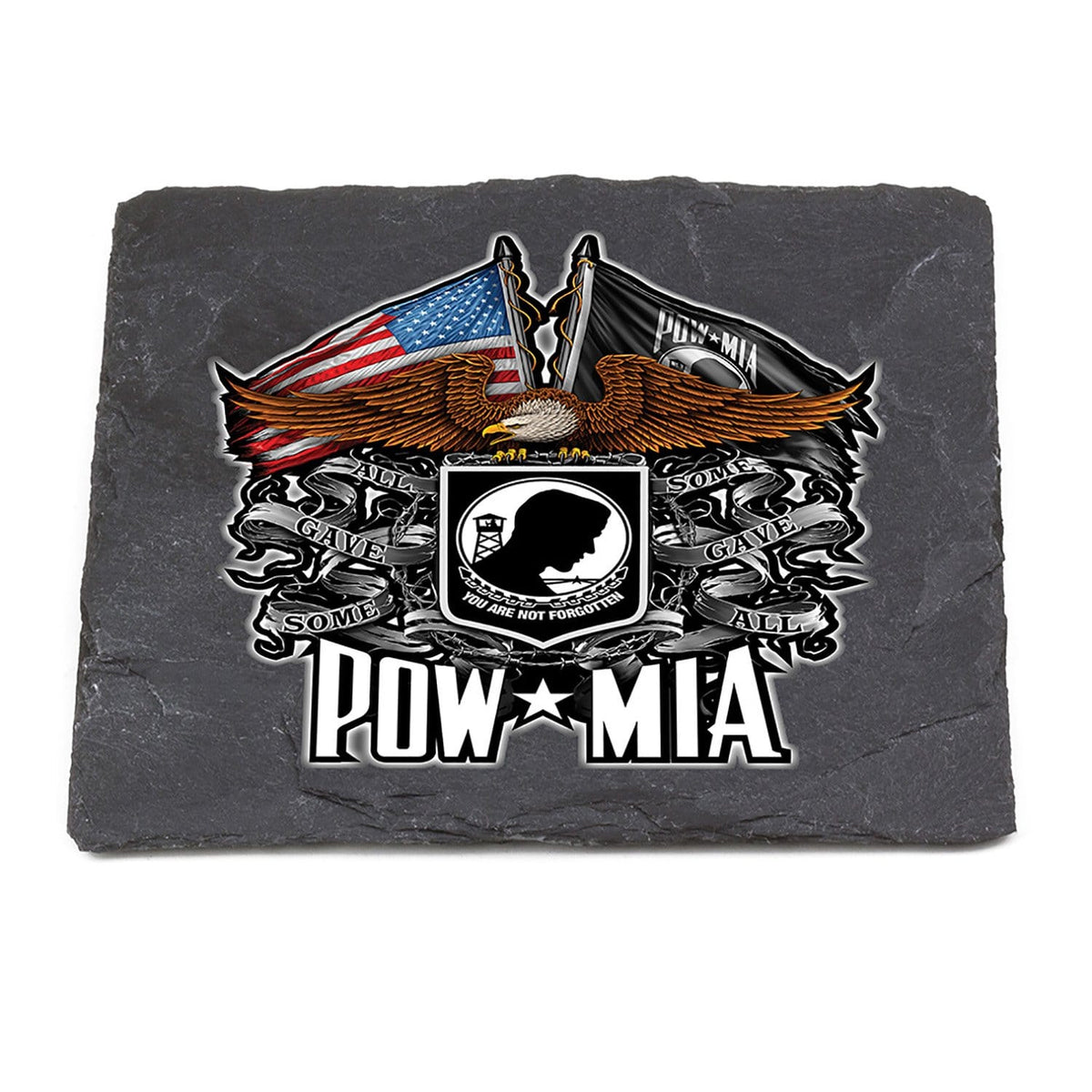 Double Flag Eagle POW Coaster Black