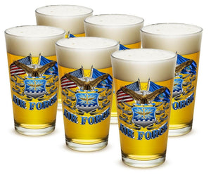 More Picture, Double Flag Air Force Eagle 16oz Pint Glass Glass Set