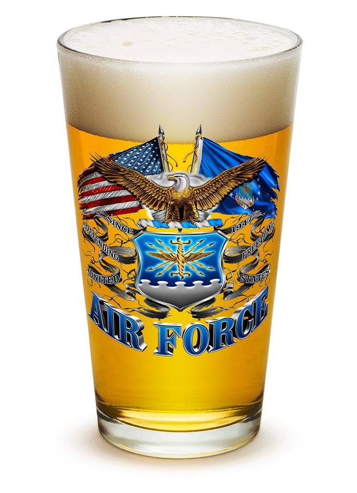 Double Flag Air Force Eagle 16oz Pint Glass Glass Set