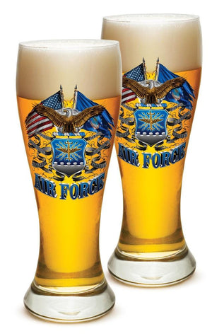 More Picture, Double Flag Air Force Eagle 23oz Pilsner Glass Glass Set