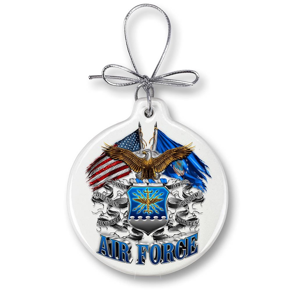 Air Force Eagle Double Flag Christmas Tree Ornaments