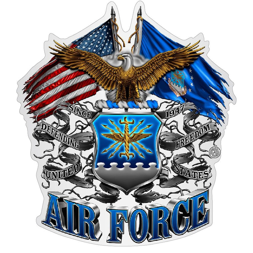 DOUBLE FLAG AIR FORCE EAGLE Premium Reflective Decal