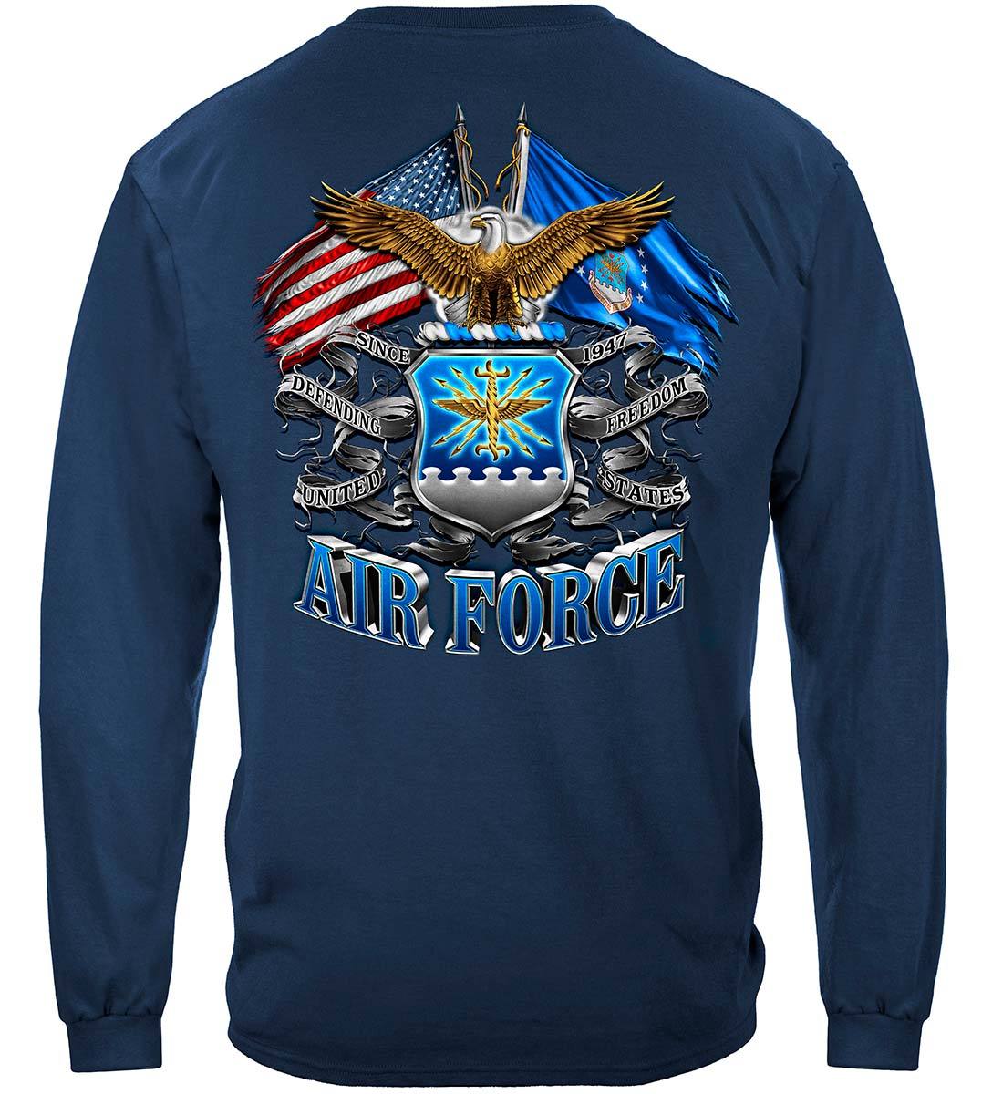 Double Flag Air Force Eagle Premium Hooded Sweat Shirt