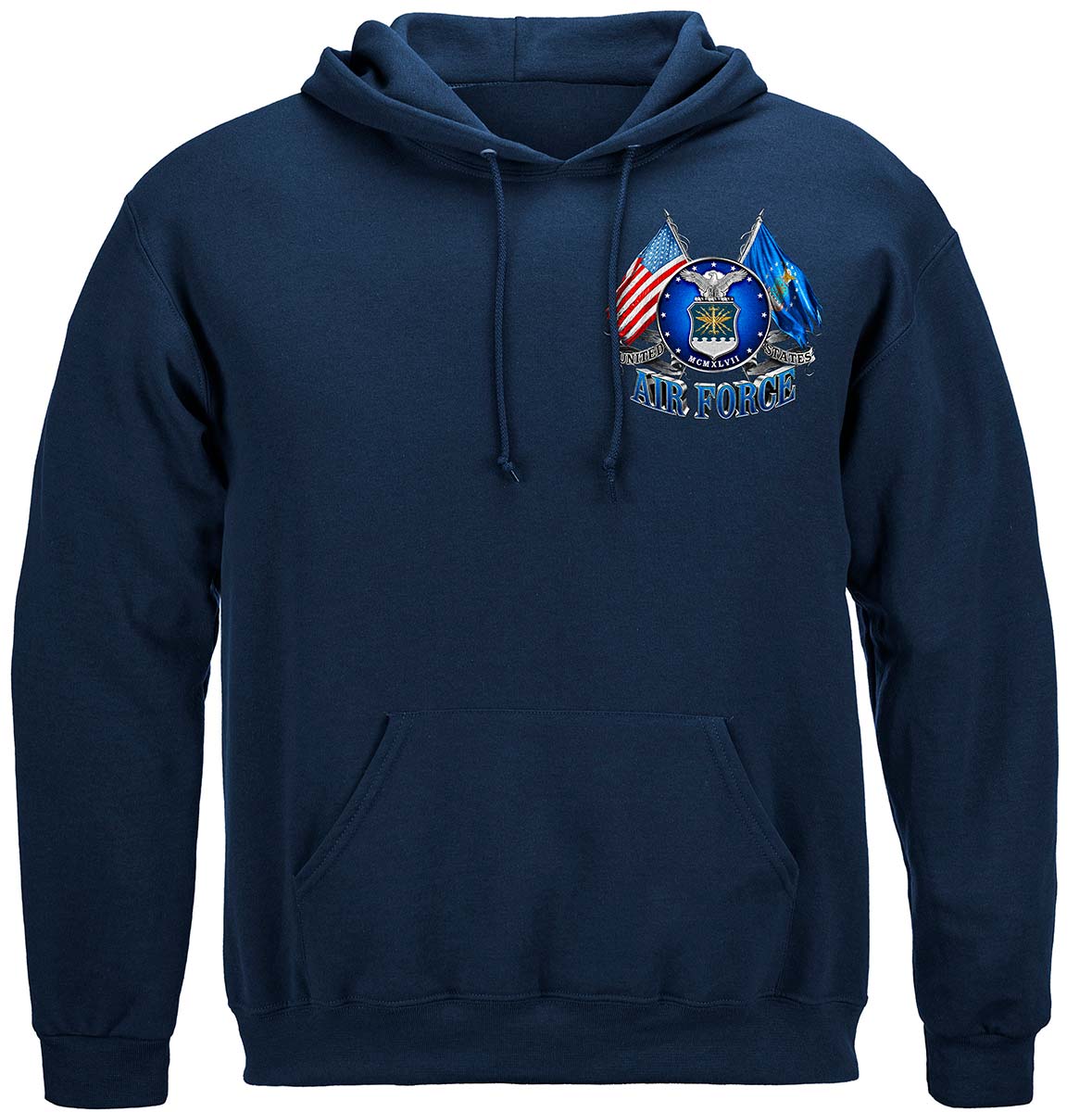 Double Flag Air Force Eagle Premium Hooded Sweat Shirt