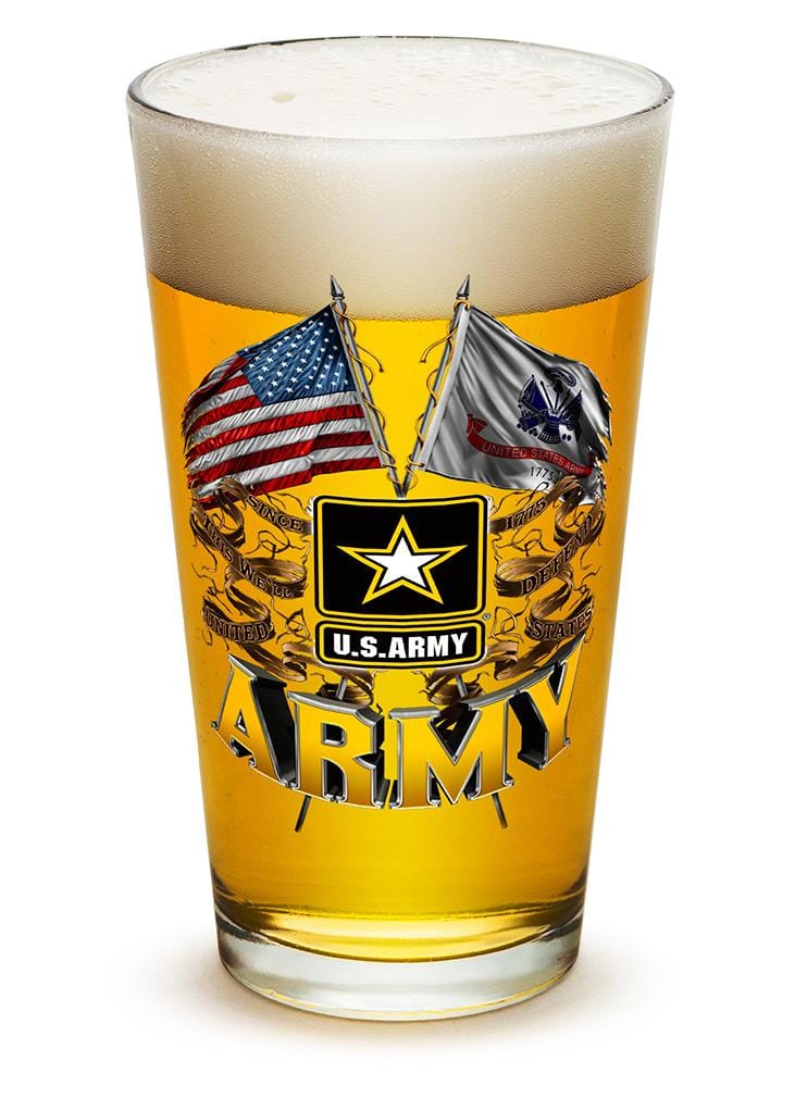 Army Double Flag US Army 16oz Pint Glass Glass Set