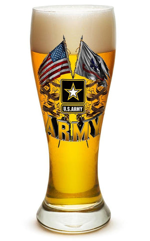 More Picture, Army Double Flag US Army 23oz Pilsner Glass Glass Set