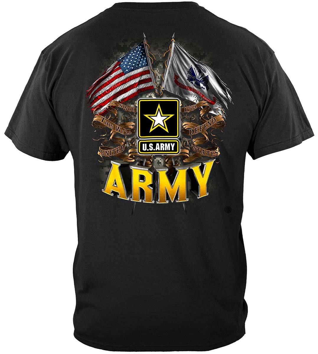 Army Double Flag Us Army Premium Hooded Sweat Shirt