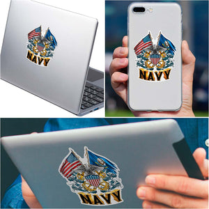More Picture, Double Flag Eagle Navy Shield Premium Reflective Decal