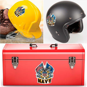 More Picture, Double Flag Eagle Navy Shield Premium Reflective Decal