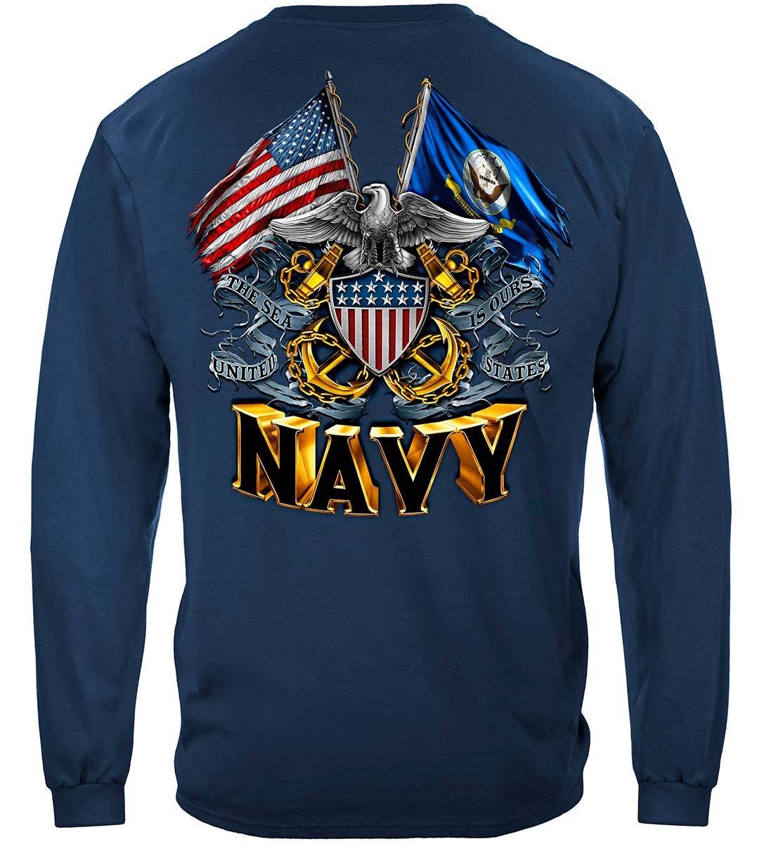 Double Flag Eagle Navy Shield Premium T-Shirt