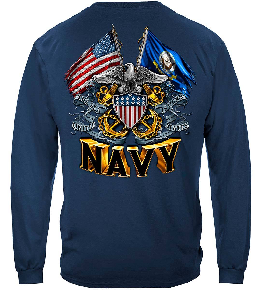 Double Flag Eagle Navy Shield Premium Hooded Sweat Shirt