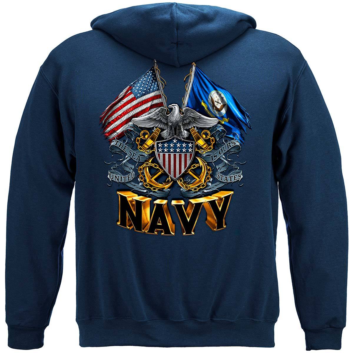 Double Flag Eagle Navy Shield Premium T-Shirt