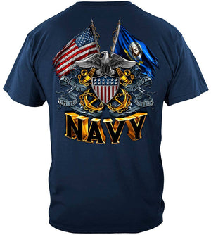 More Picture, Double Flag Eagle Navy Shield Premium T-Shirt