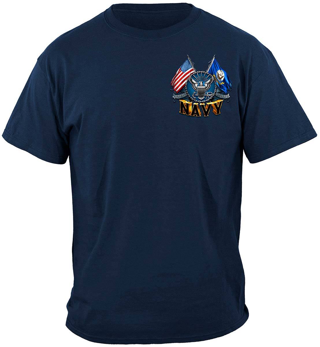Double Flag Eagle Navy Shield Premium T-Shirt