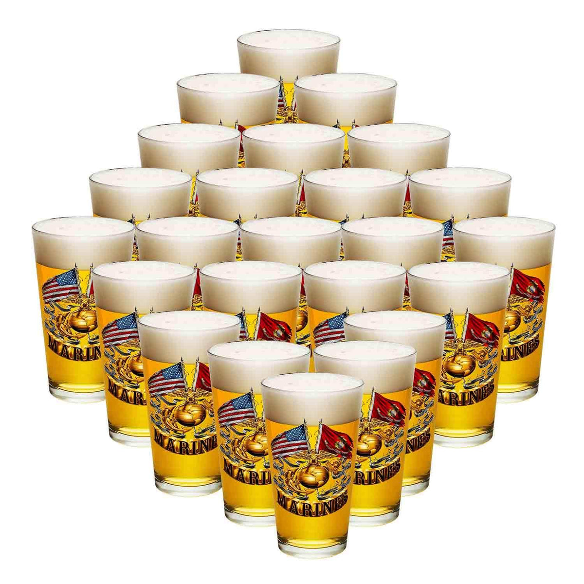 Double Flag Gold Globe Marine Corps Pint Glass