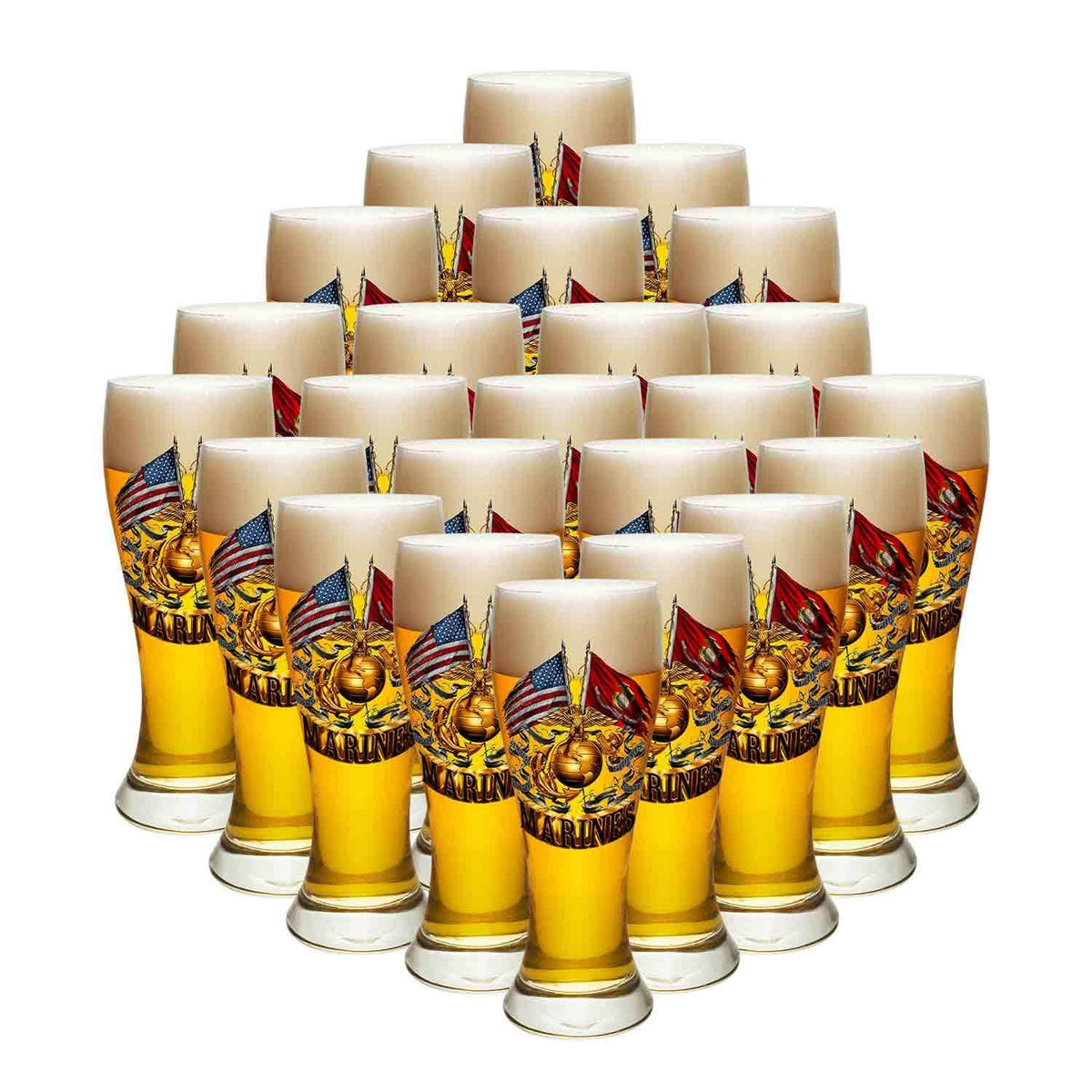 Double Flag Gold Globe Marine Corps Pilsner Glass