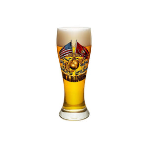 More Picture, Double Flag Gold Globe Marine Corps Pilsner Glass