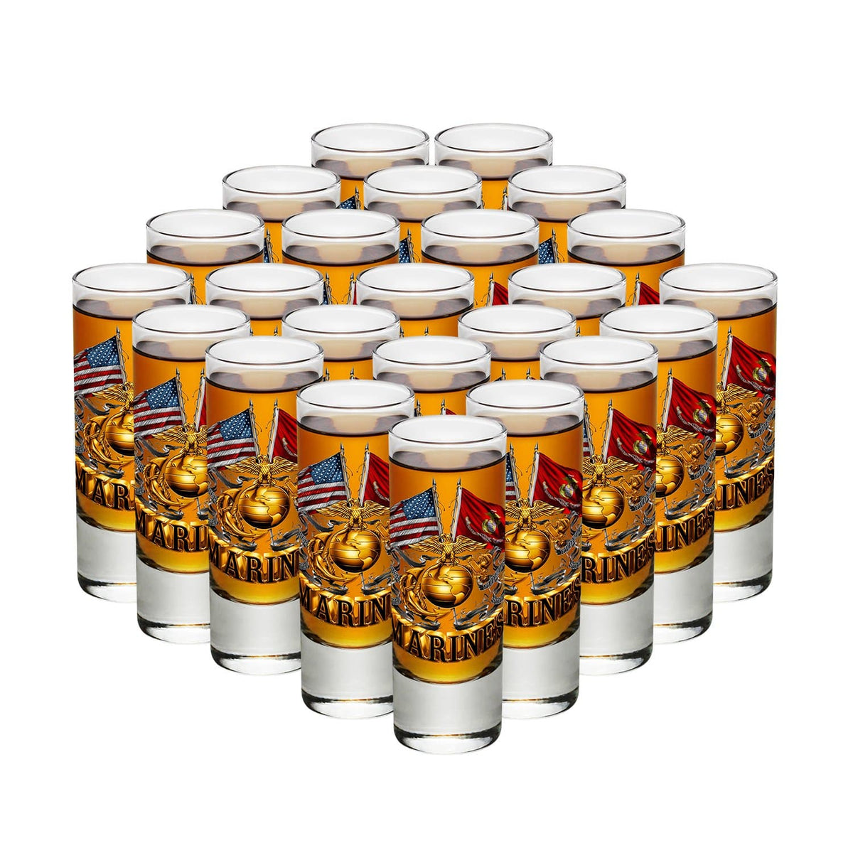 Double Flag Gold Globe Marine Corps Shot Glass