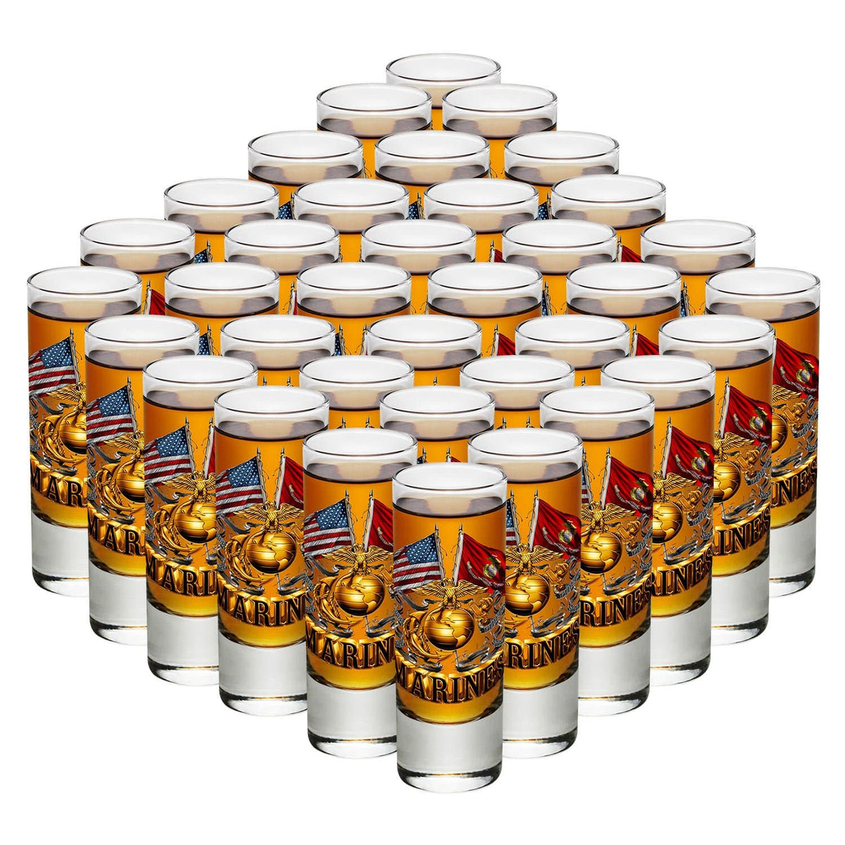 Double Flag Gold Globe Marine Corps Shot Glass