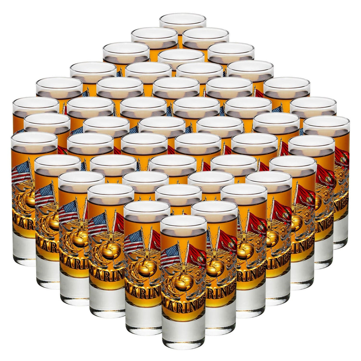 Double Flag Gold Globe Marine Corps Shot Glass