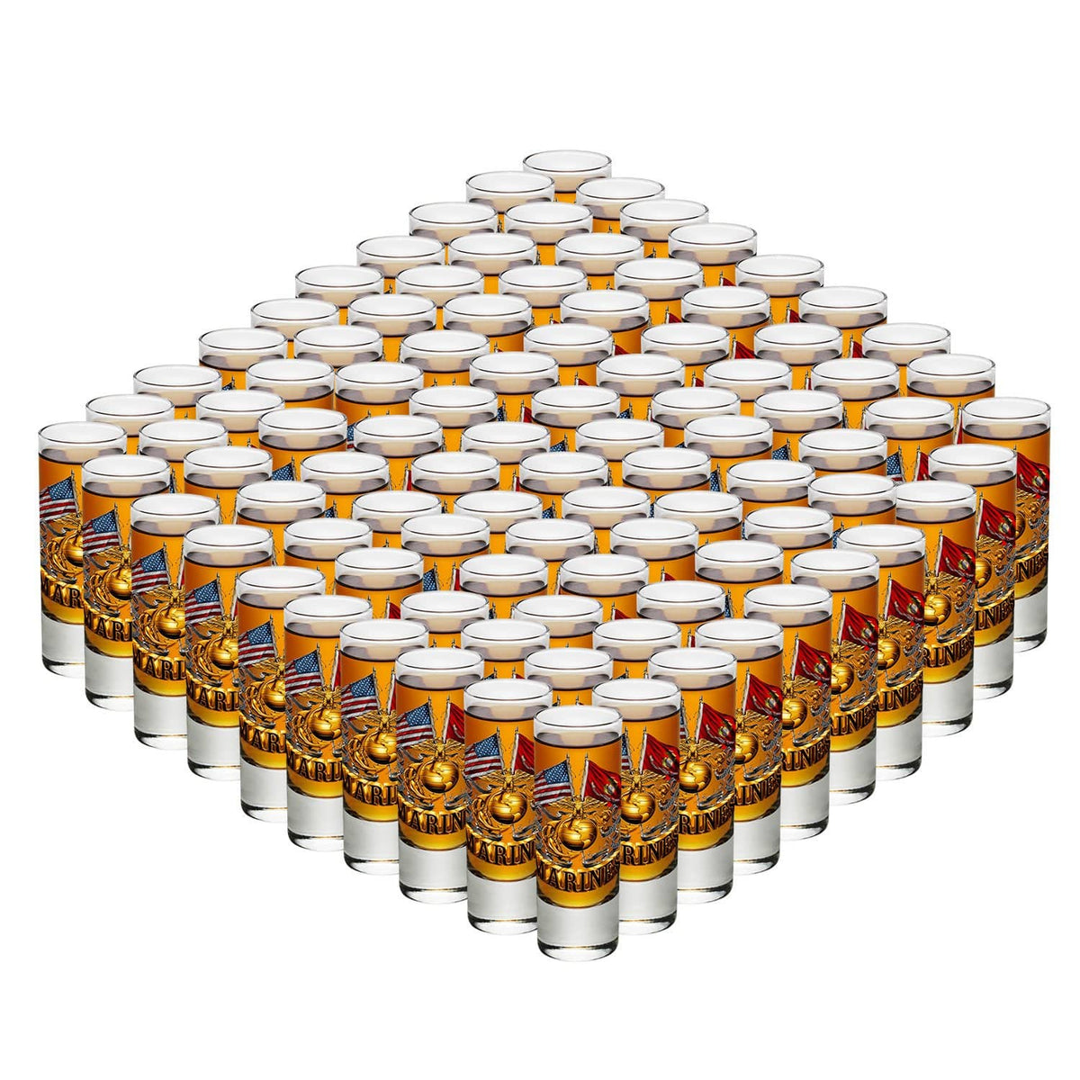 Double Flag Gold Globe Marine Corps Shot Glass