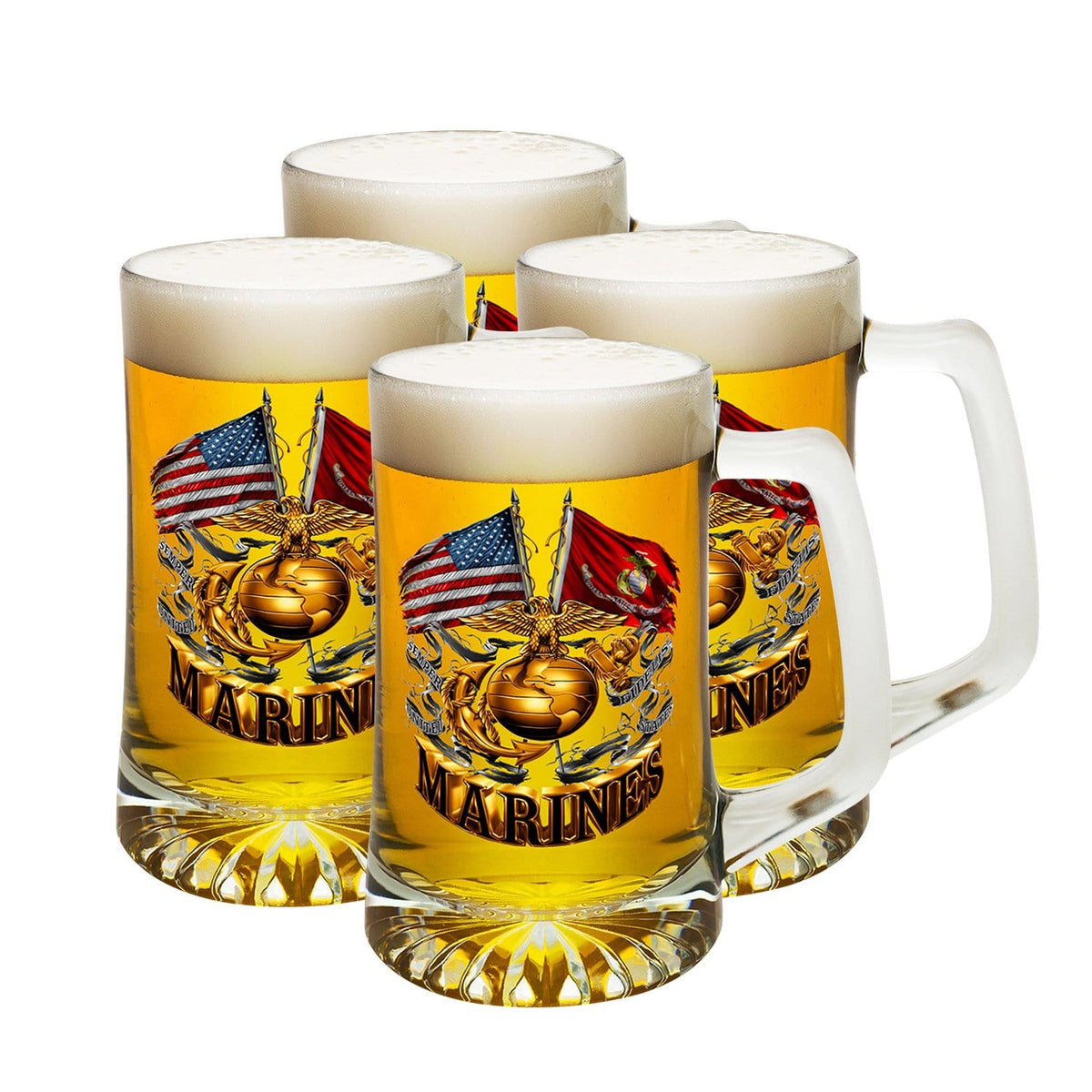 Double Flag Gold Globe Marine Corps Tankard