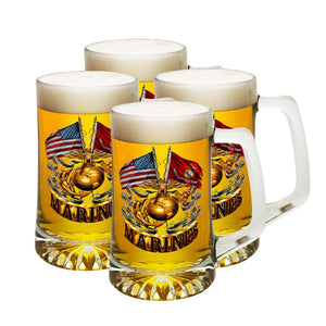 More Picture, Double Flag Gold Globe Marine Corps Tankard