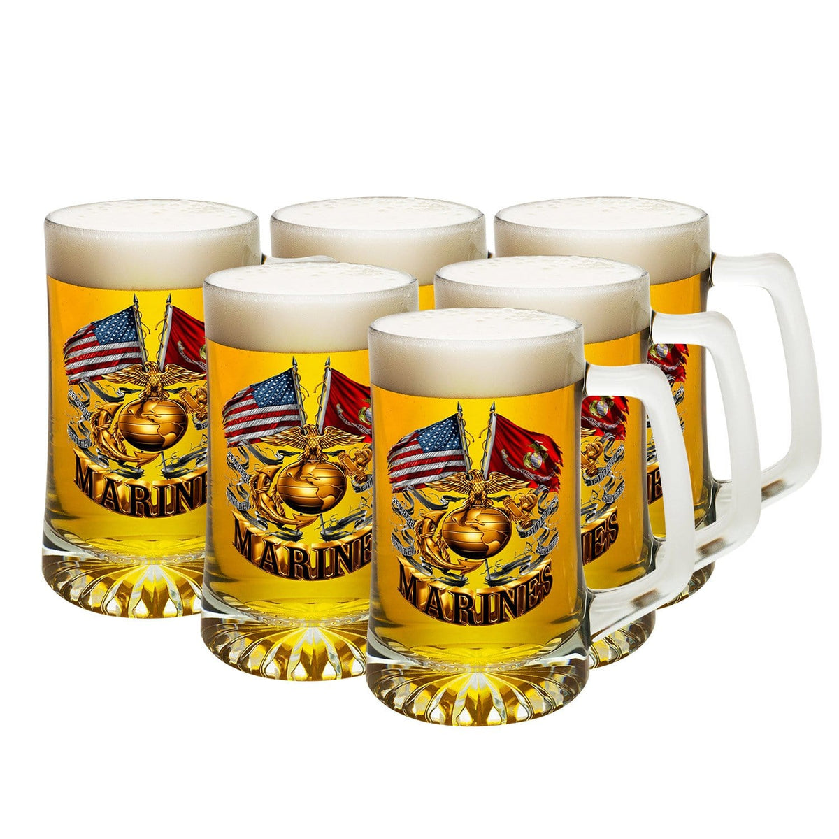 Double Flag Gold Globe Marine Corps Tankard